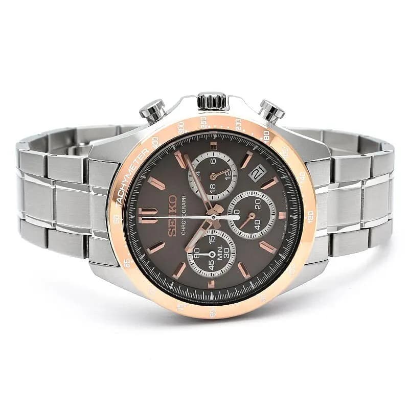 Seiko Spirit Chronograph Brown Sunburst Dial Men's Watch | SBTR026
