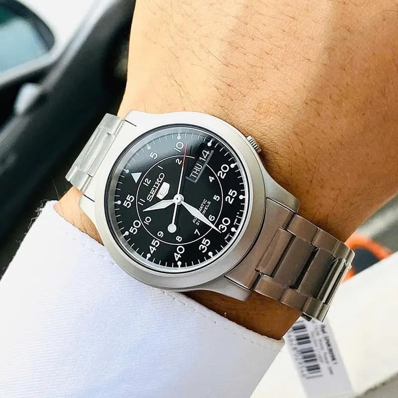 Seiko 5 Black Dial Black Automatic Men's Watch | SNK809K1