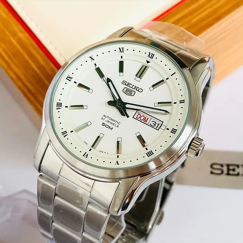 Seiko 5 Automatic White Dial Men’s Watch | SNKP09K1