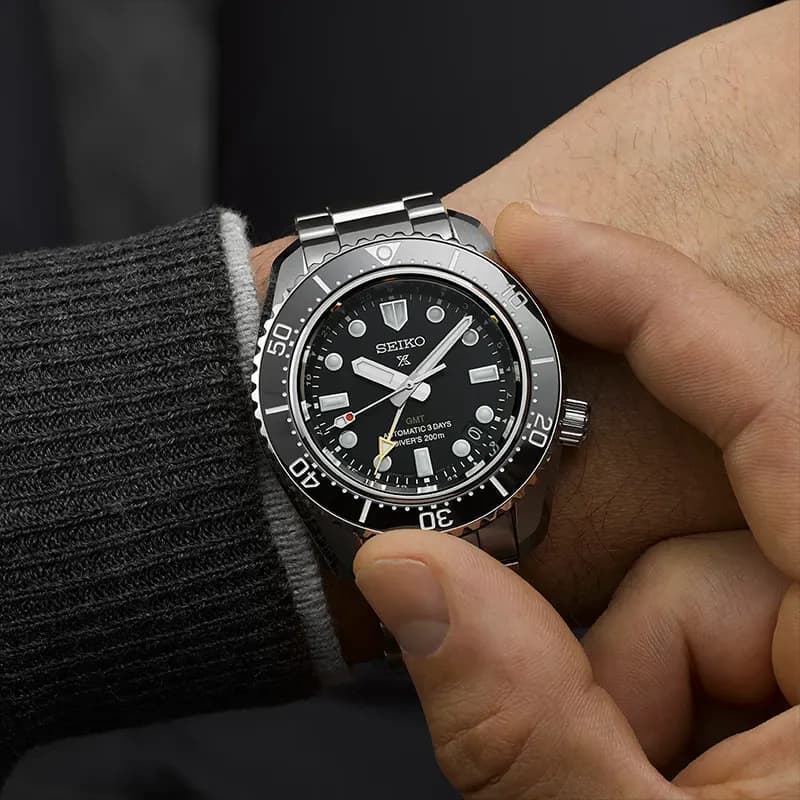 Seiko Prospex Diver's 1968 Heritage GMT ‘Dark Depths’ Black Dial Men's Watch | SPB383J1