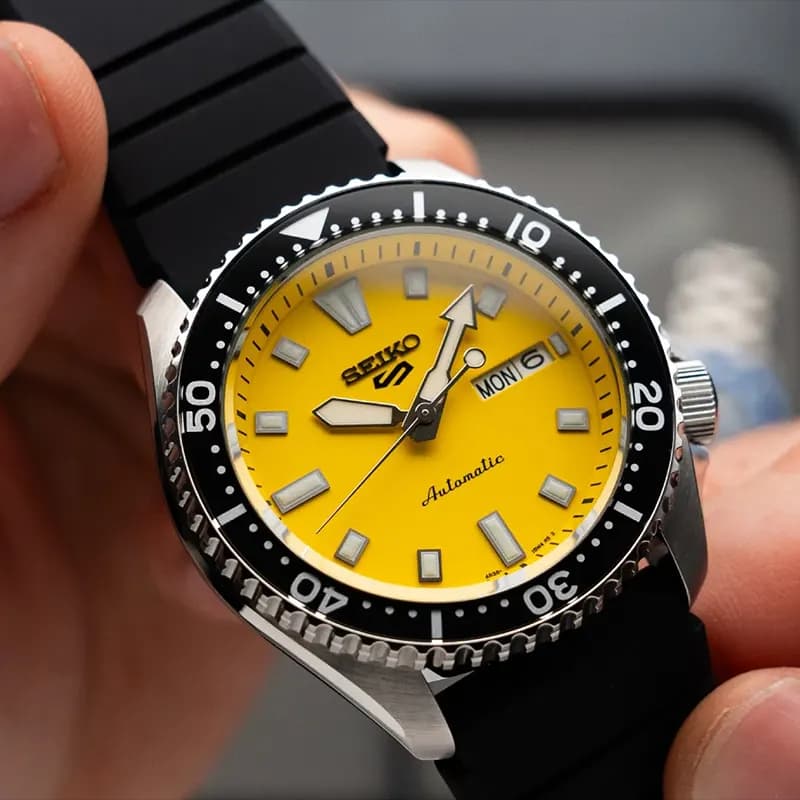 Seiko 5 Sports SKX’s Iconic Automatic Yellow Dial Men's Watch | SRPL87