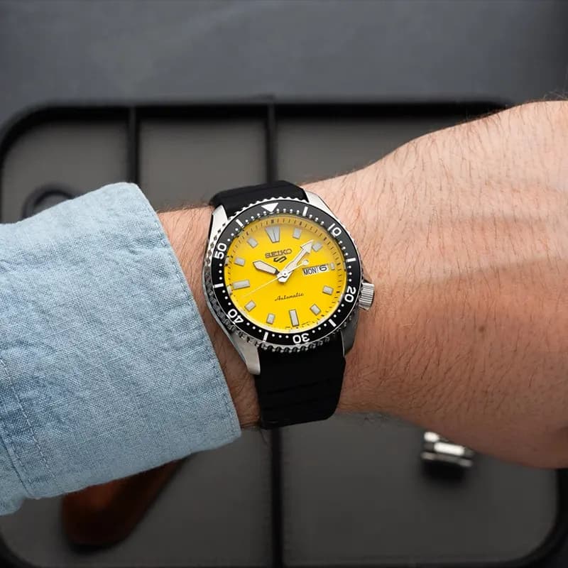 Seiko 5 Sports SKX’s Iconic Automatic Yellow Dial Men's Watch | SRPL87