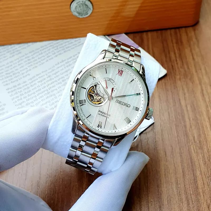 Seiko Presage Japanese Garden Open Heart White Dial Men's Watch | SSA443J1