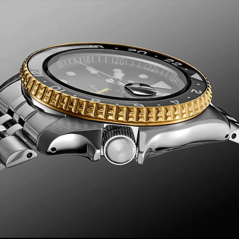 Seiko 5 Sports GMT Two-tone Gold Bezel Men’s Watch | SSK021J1
