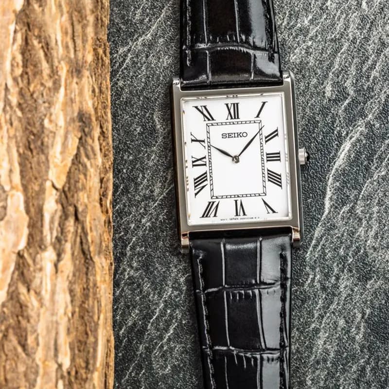 Seiko Conceptual Classic White Dial Black Leather Men's Watch | SWR103P1
