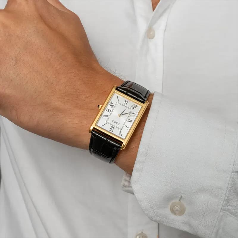 Seiko Conceptual White Dial Black Leather Men's Watch | SWR104P1