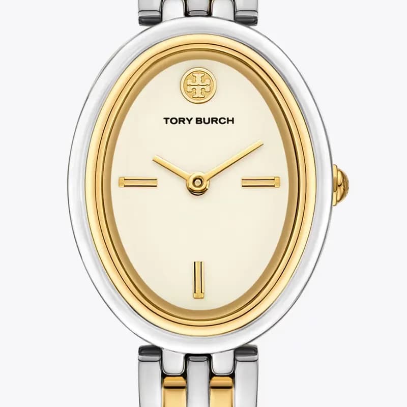 Tory Burch The Oval Ivory Dial Two-Tone Ladies Watch | TBW6033