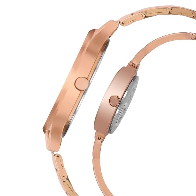 Timex Classic White Dial Rose Gold-Tone Couple Watch | TW00PR263