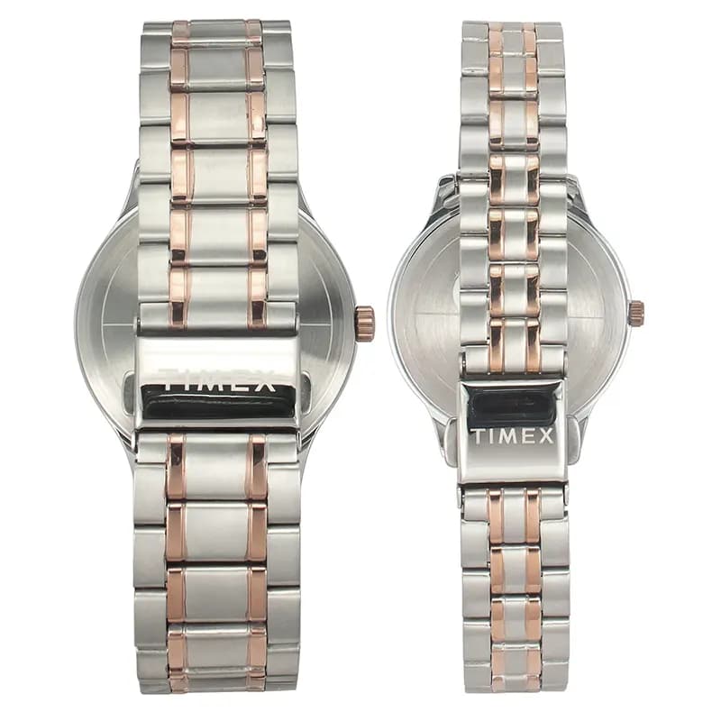 Timex Empera Silver Dial Two-Tone Couple Watch | TW00PR285