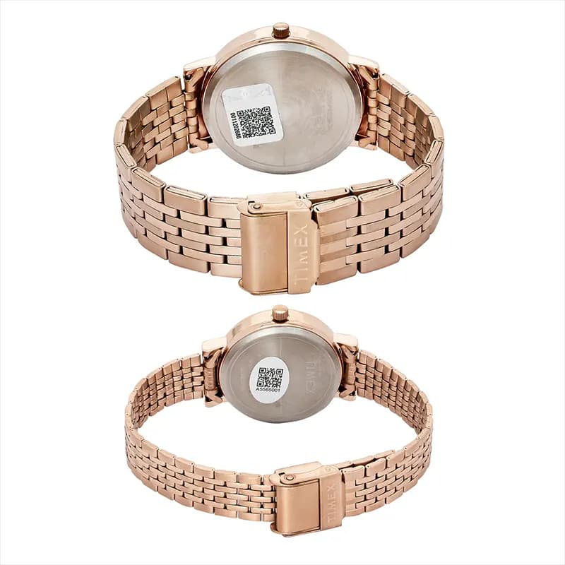 Timex Brown Dial Rose Gold-Tone Couple Watch | TW00PR328