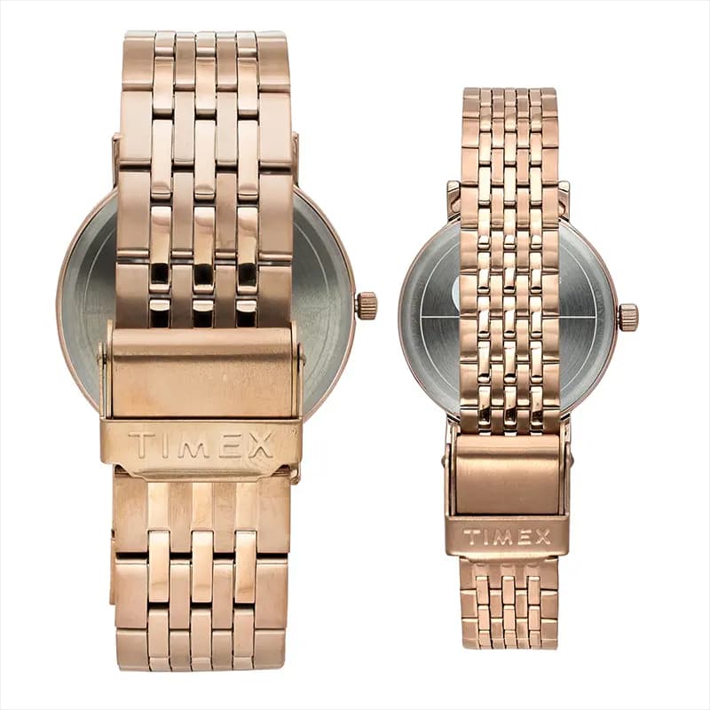Timex Brown Dial Rose Gold-Tone Couple Watch | TW00PR328