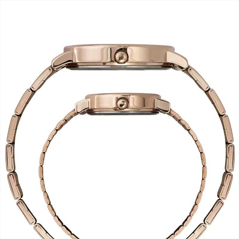 Timex Brown Dial Rose Gold-Tone Couple Watch | TW00PR328