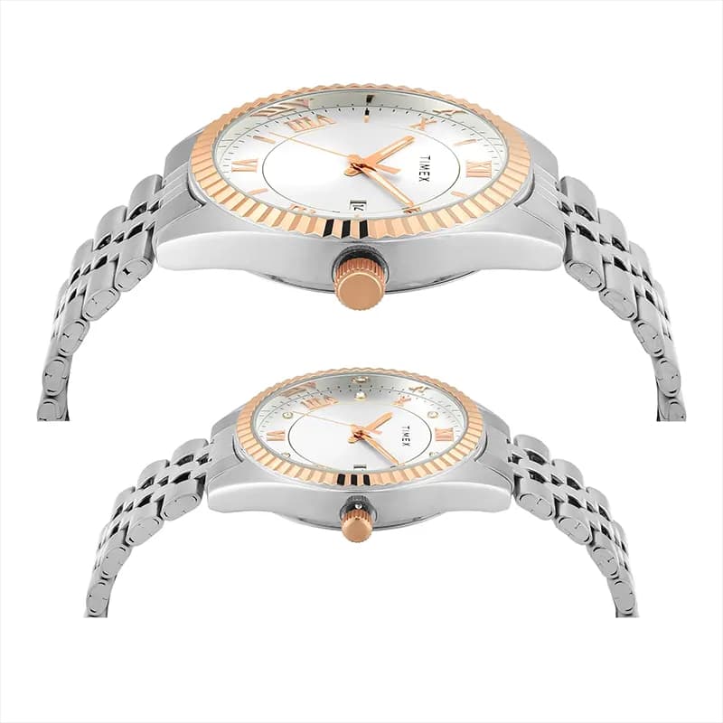 Timex Trendline Silver Dial Couple Watch | TW00PR343
