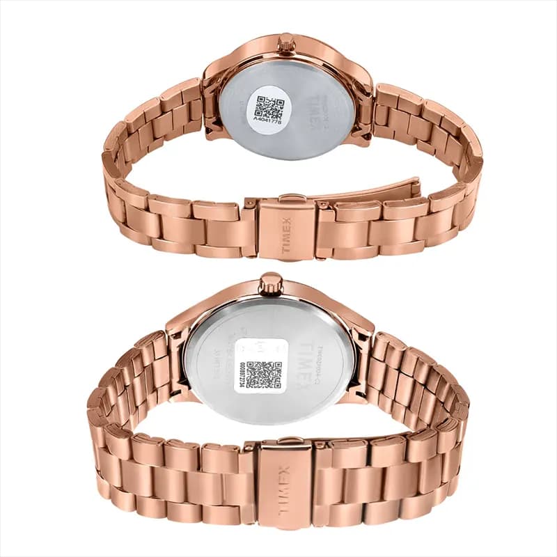 Timex Burgundy Dial Rose Gold-tone Couple Watch | TW00ZP005