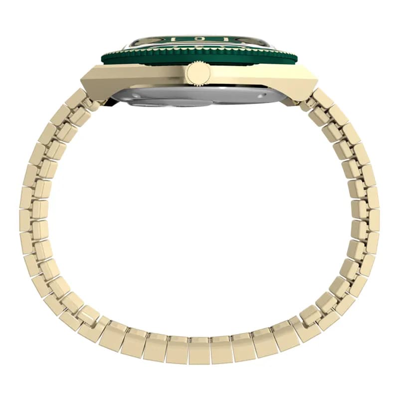 Q Timex® Green Dial Steel Expansion Band Ladies Watch | TW2V92200