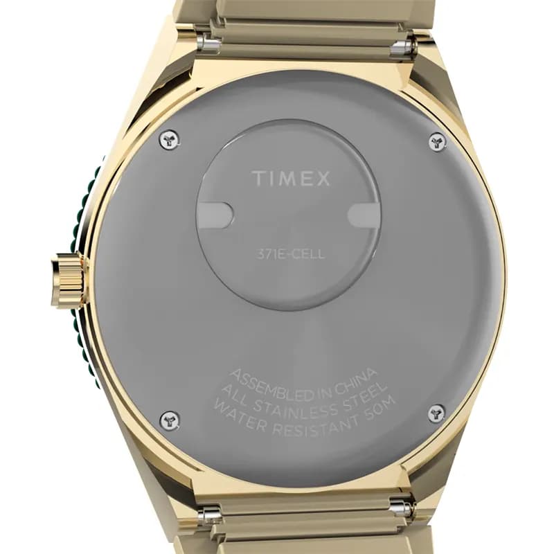 Q Timex® Green Dial Steel Expansion Band Ladies Watch | TW2V92200