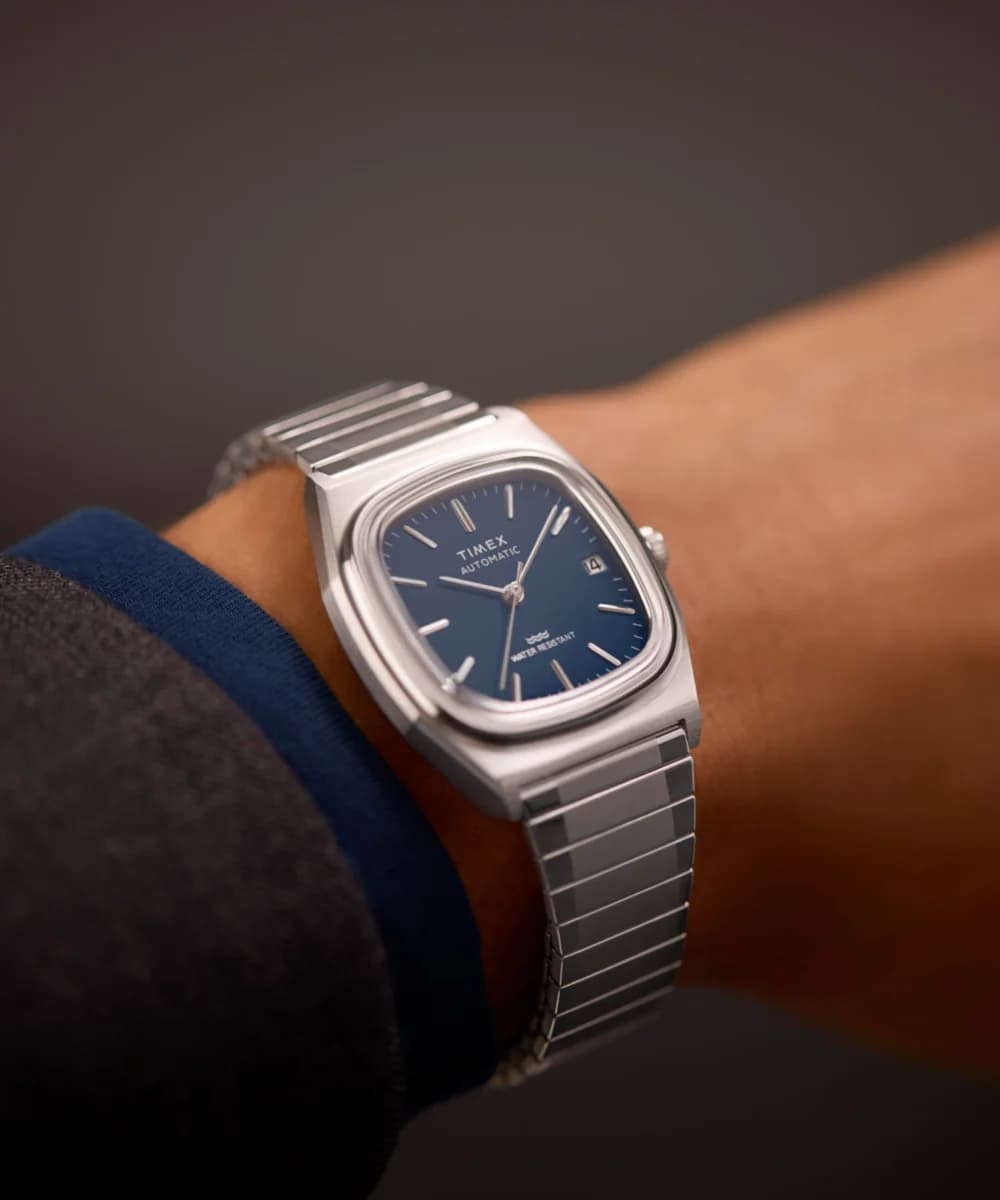 Timex® 1983 E Line Reissue TV Blue Dial Automatic Men's Watch | TW2Y07400 secondary view