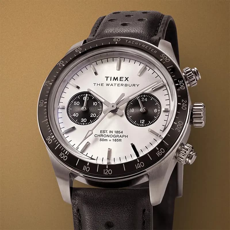Timex Waterbury Heritage Chronograph Silver Dial Men's Watch | TW2Y19300
