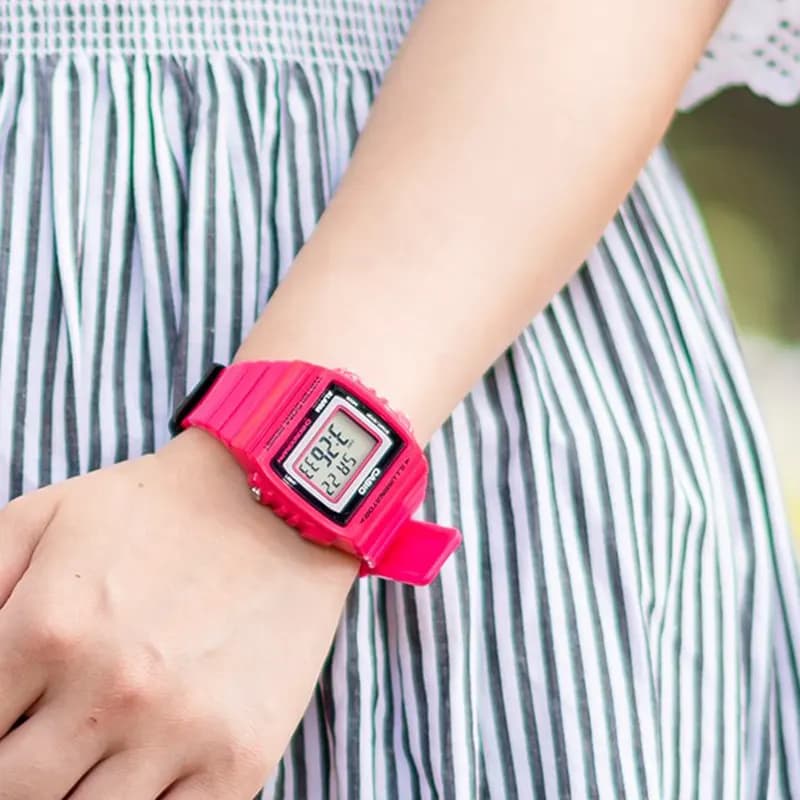 Casio W-215H-4AVDF Illuminator Red Band Ladies Watch