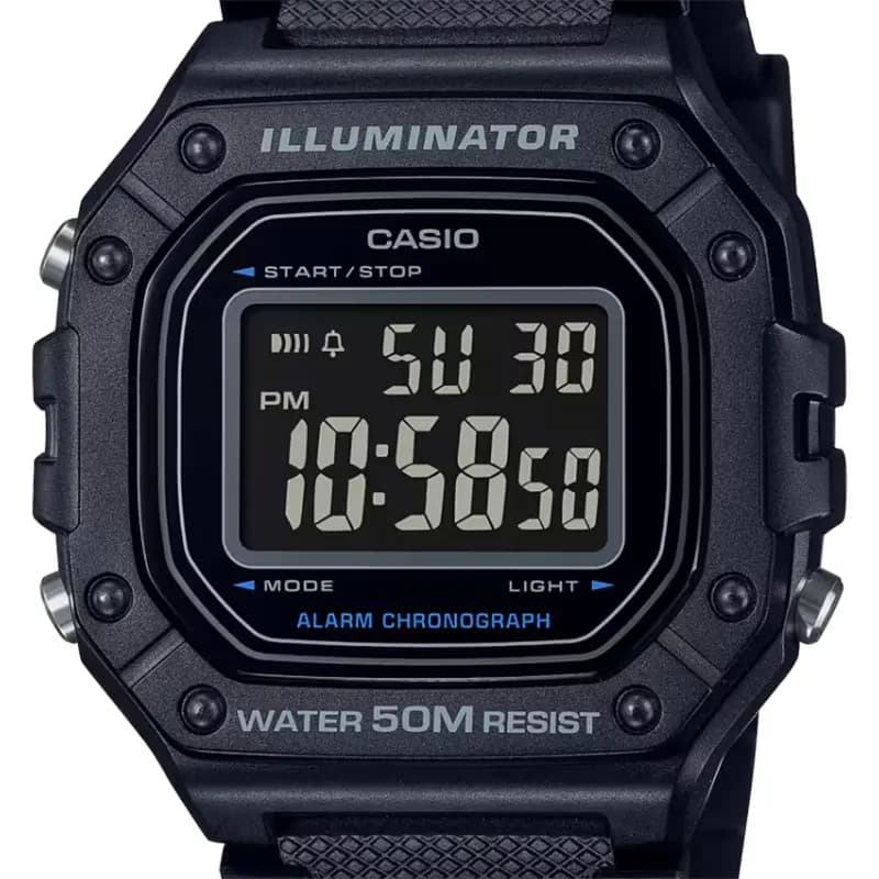 Casio W-218H-1BVDF Standard Digital Black Dial Men's Watch