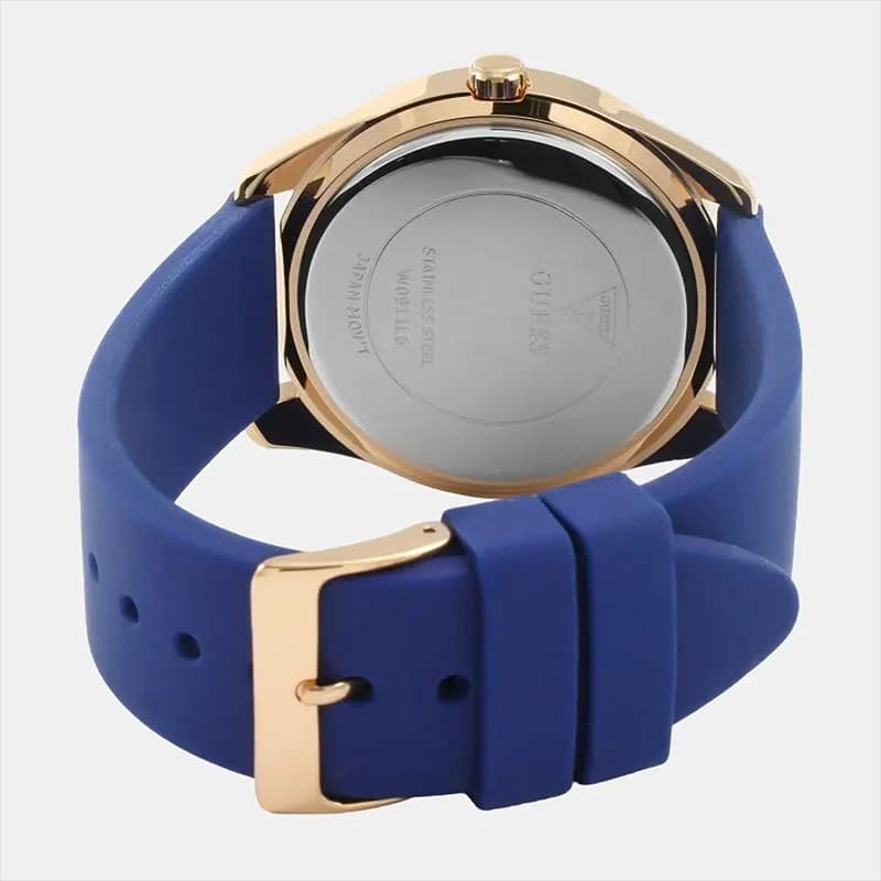 Guess G-Twist Rose Gold Dial Blue Silicone Ladies Watch | W0911L6
