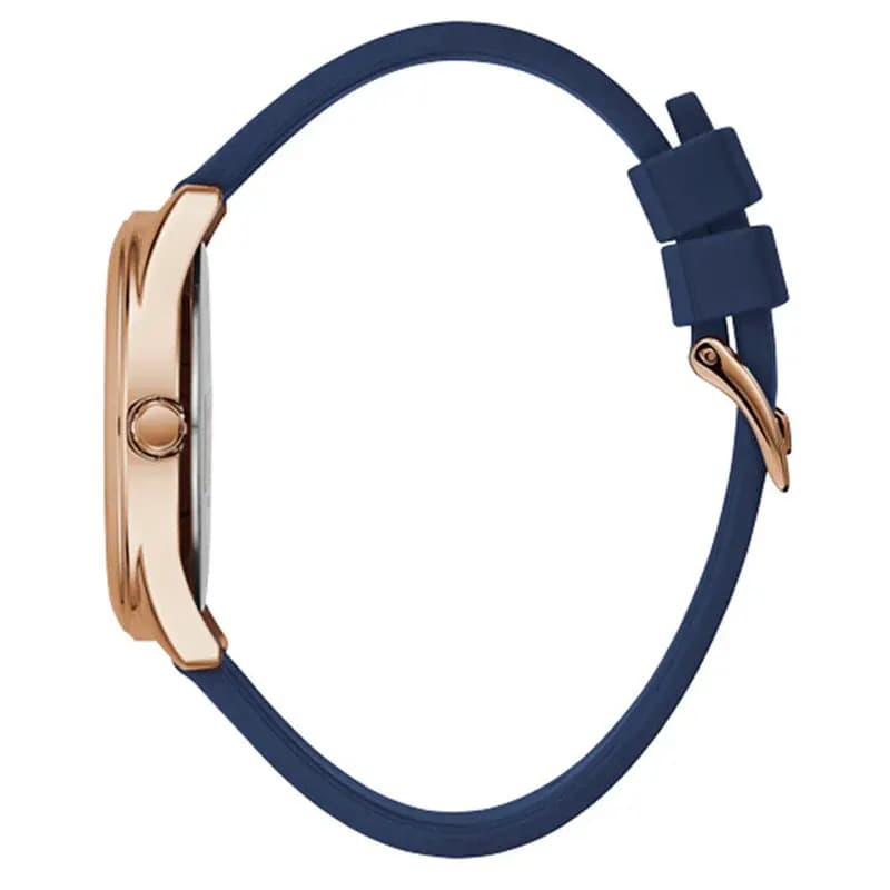 Guess G-Twist Rose Gold Dial Blue Silicone Ladies Watch | W0911L6