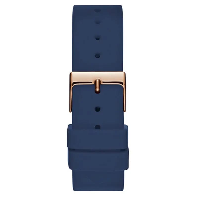 Guess G-Twist Rose Gold Dial Blue Silicone Ladies Watch | W0911L6