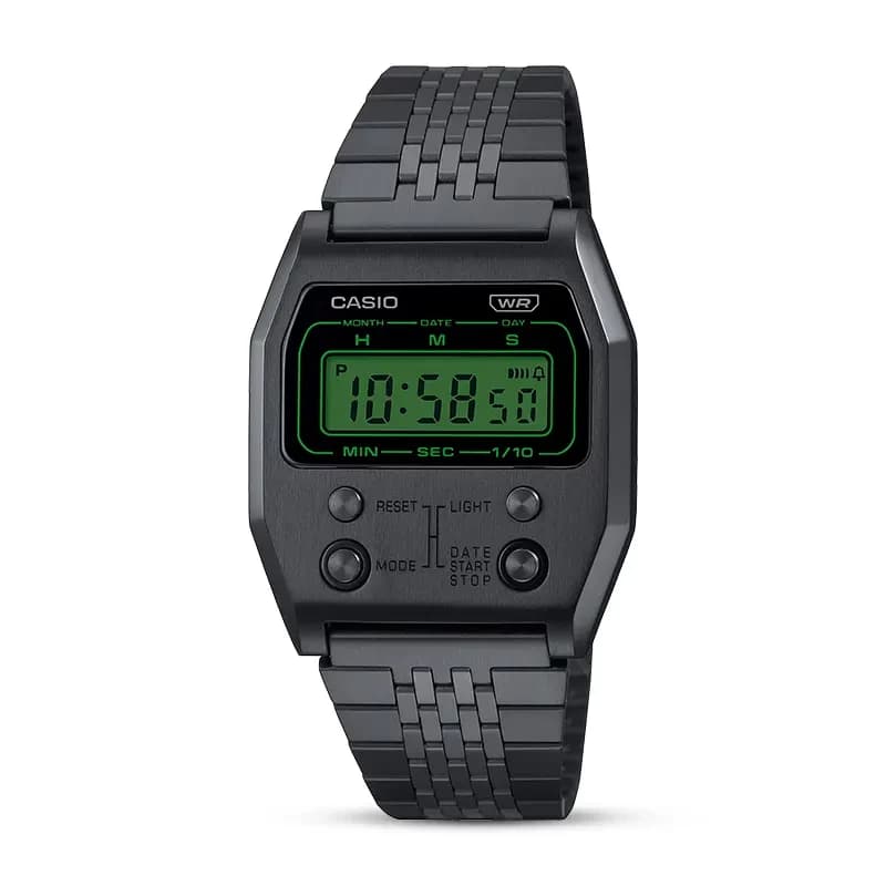 Casio Vintage A1100B-1DF Black Stainless Steel Watch