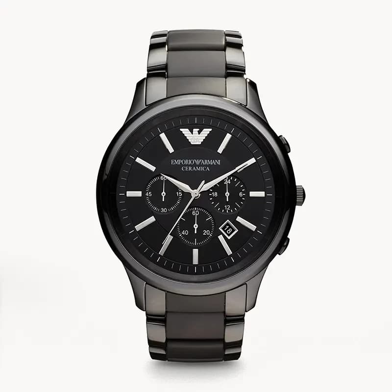 Emporio Armani Ceramica Chronograph Black Dial Men's Watch | AR1451