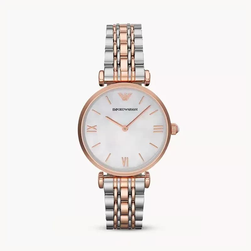 Emporio Armani MOP White Dial Two-tone Ladies Watch | AR1683