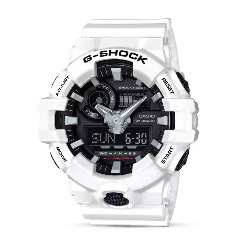Casio G-Shock GA-700-7A Dual-time White Band Black Dial Men's Watch
