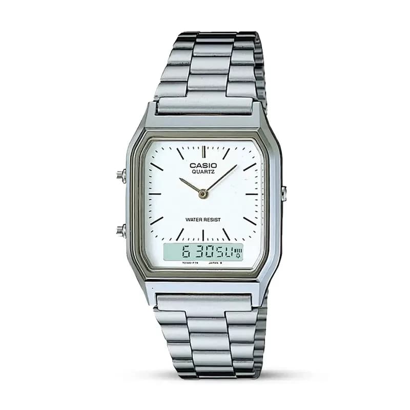 Casio Vintage AQ-230A-7DMQ Dual Time White Dial Watch