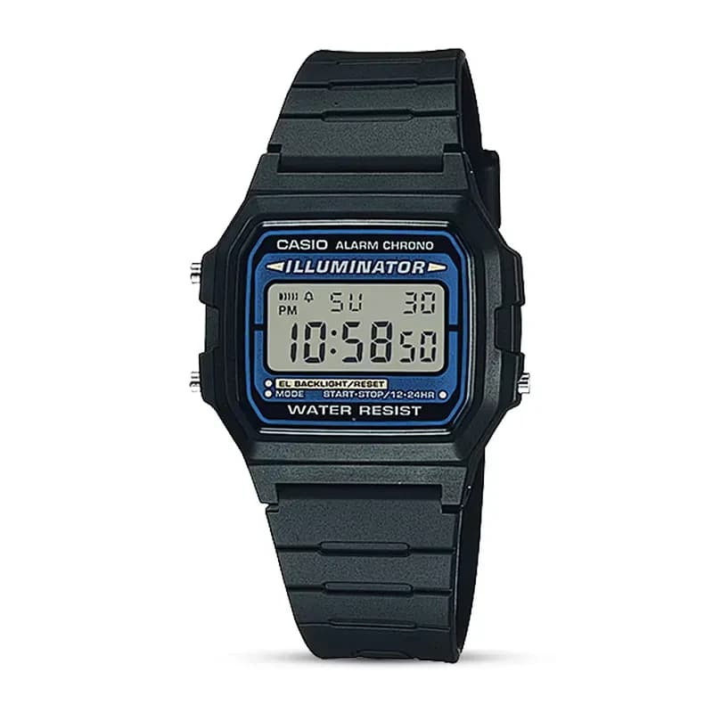 Casio F-105W-1A Classic Retro Black and Blue Digital Men's Watch