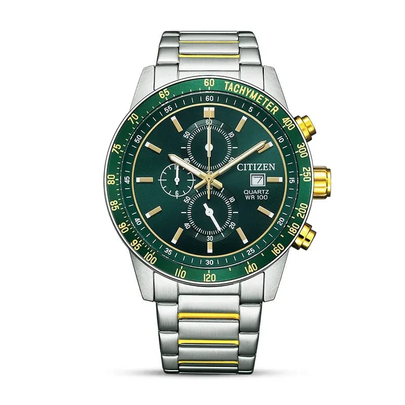 Citizen Chronograph Green Dial Two-Tone Men's Watch | AN3689-55X