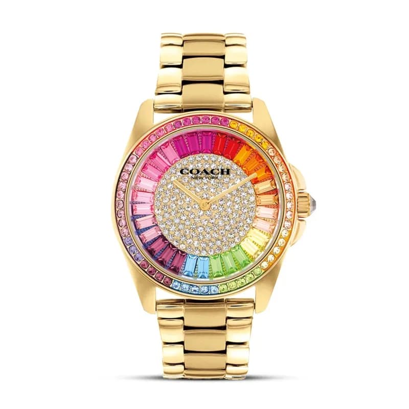 Coach Greyson Rainbow Crystal Dial Gold-Tone Ladies Watch | 14504274