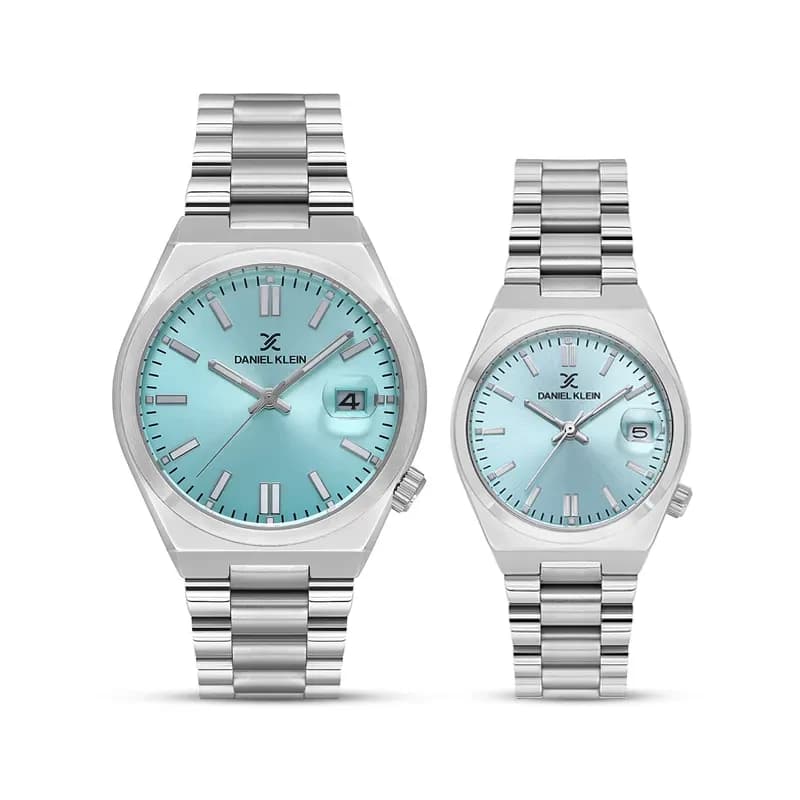 Daniel Klein Steely Ice Blue Dial Couple Set | DK.1.13861-3/DK.1.13862-3