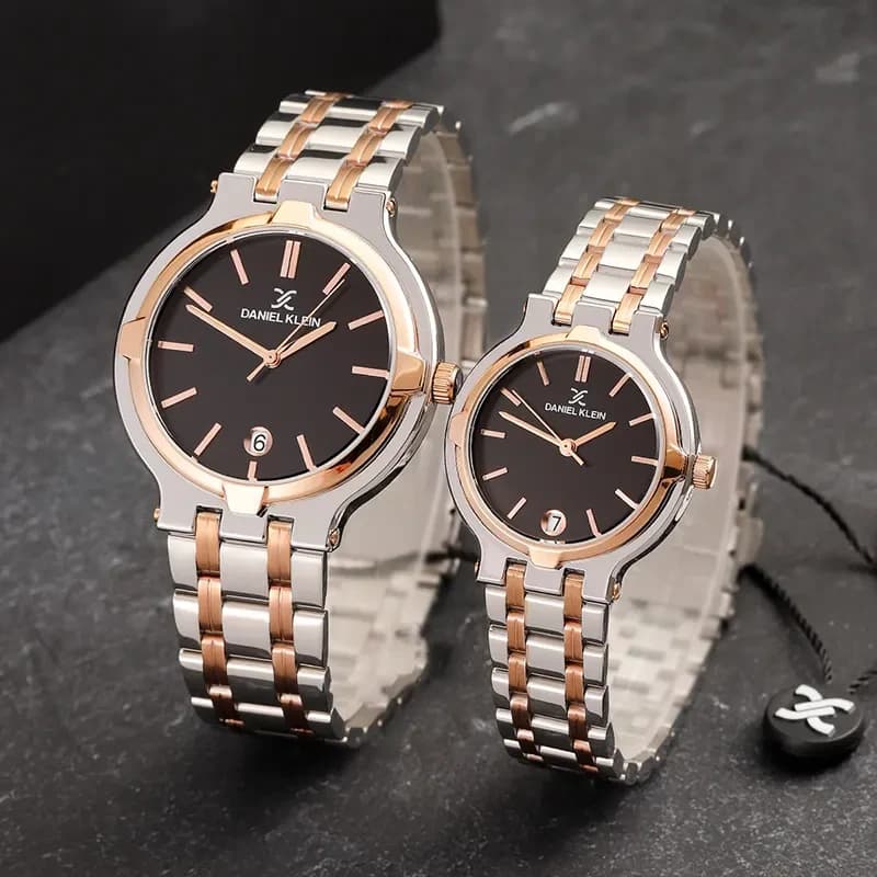 Daniel Klein Black Dial Two-tone Couple Set | DK.1.13908-5
