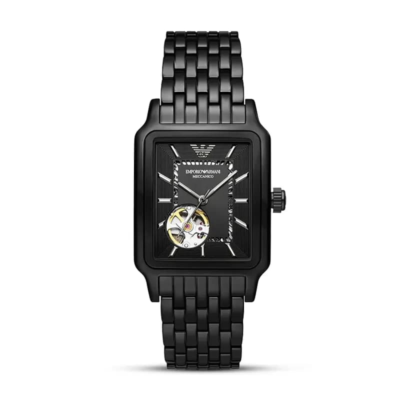 Emporio Armani Meccanico Open Heart Black Dial Men's Watch | AR60058