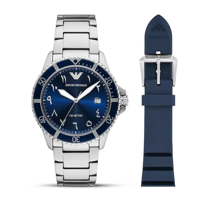Emporio Armani Sea Explorer Blue Dial Men's Watch | AR80076SET