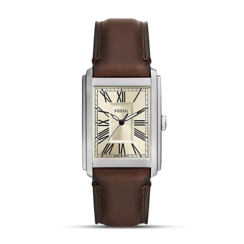 Fossil Carraway Cream Dial Brown Leather Men's Watch | FS6012