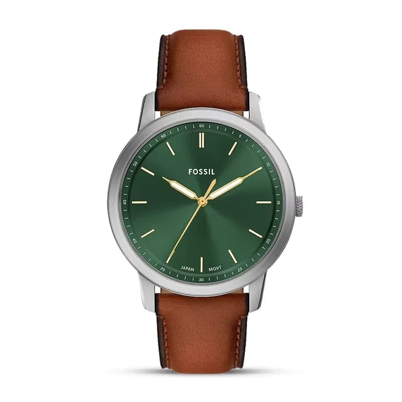 Fossil Minimalist Green Dial Brown Leather Men's Watch | FS6094