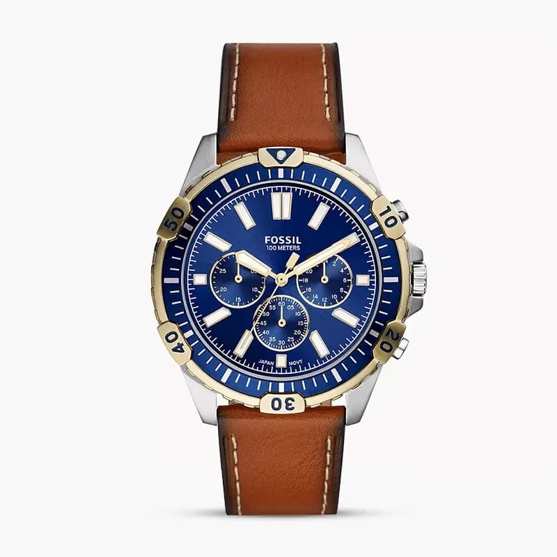 Fossil Garrett Chronograph Luggage Leather Men's Watch | FS5625