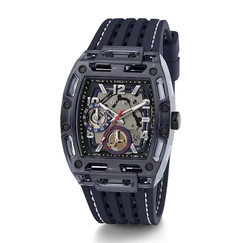 Guess Phoenix Multi-Function Navy Blue Skeleton Dial Men’s Watch | GW0499G1