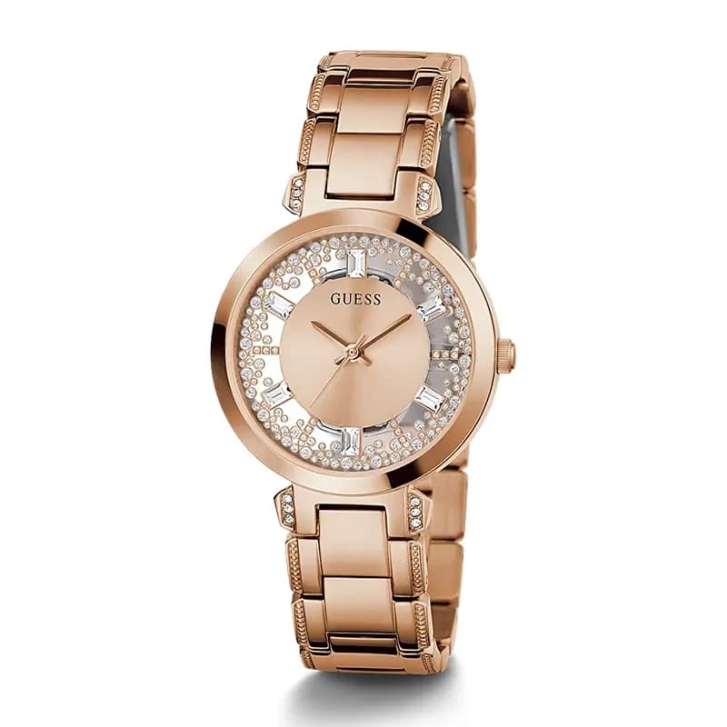 Guess Crystal Clear Rose Dial Ladies Watch | GW0470L3
