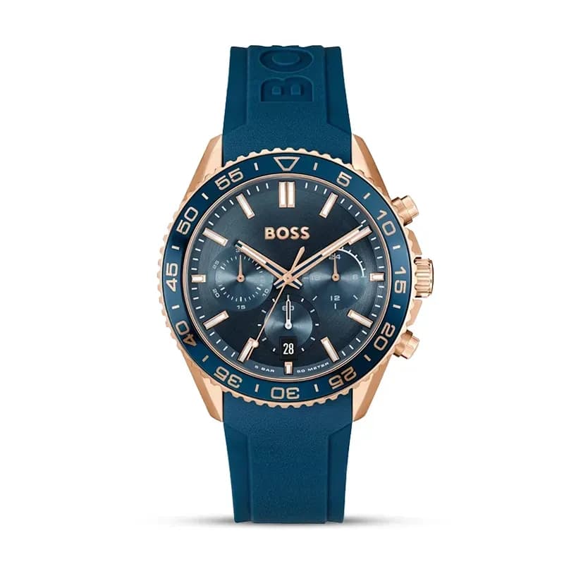 Hugo Boss Runner Chronograph Blue Dial Silicone Men's Watch | 1514169