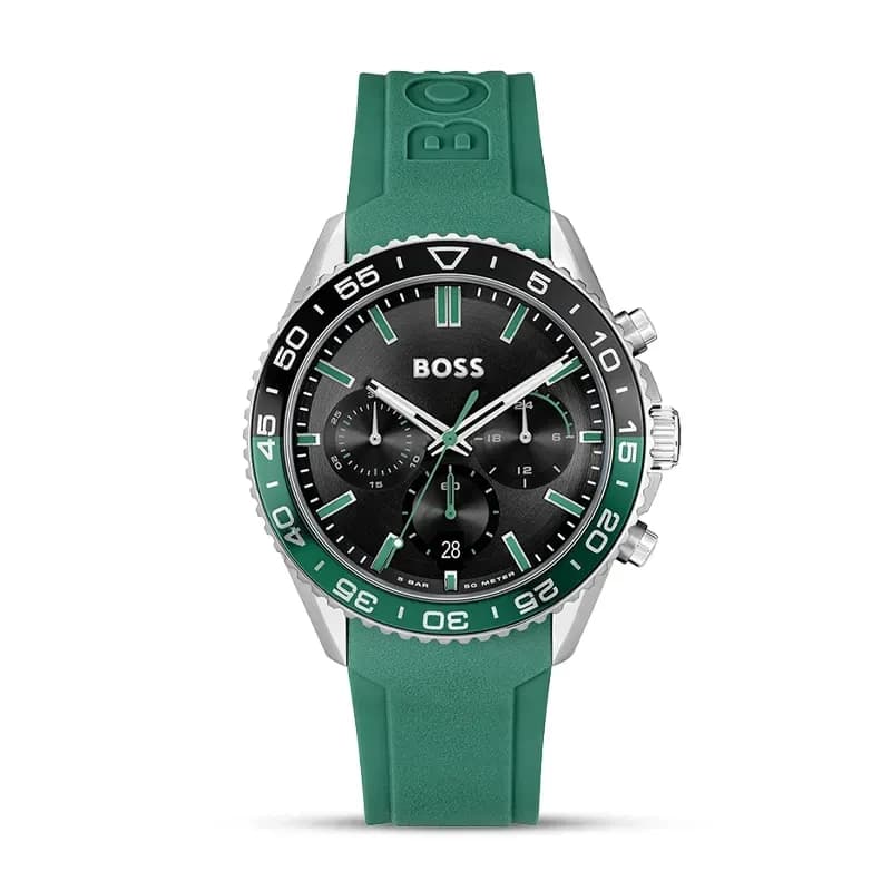 Hugo Boss Runner Chronograph Black Dial Silicone Men's Watch | 1514246