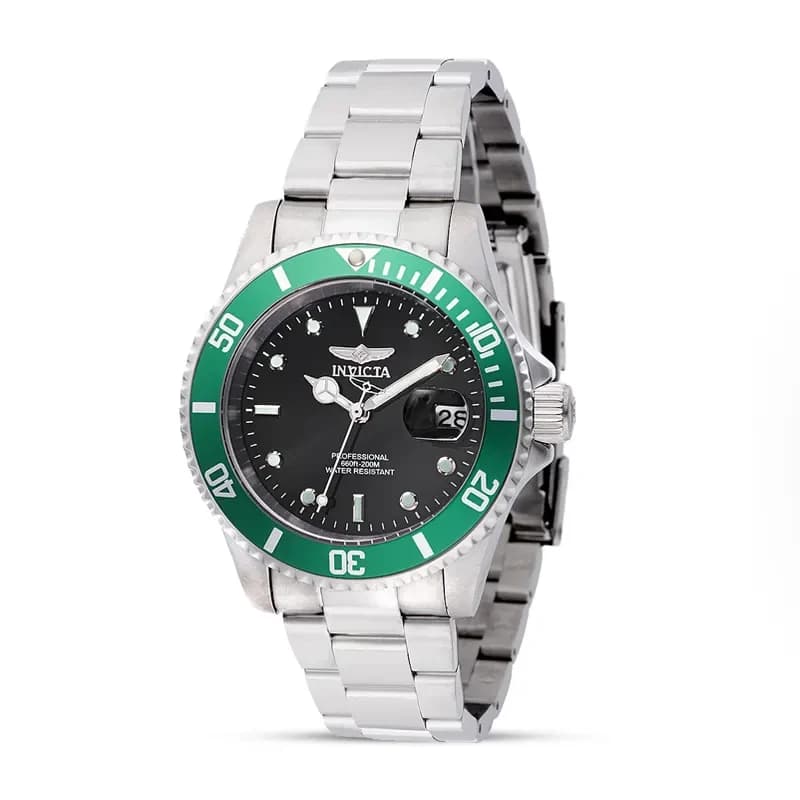 Invicta Pro Diver Date Black Dial Green Bezel Men's Watch | 47353