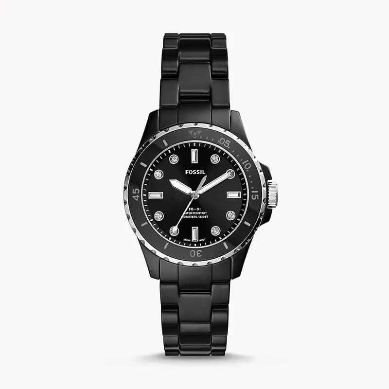 Fossil FB-01 Ceramic Black Dial Ladies Watch | CE1108