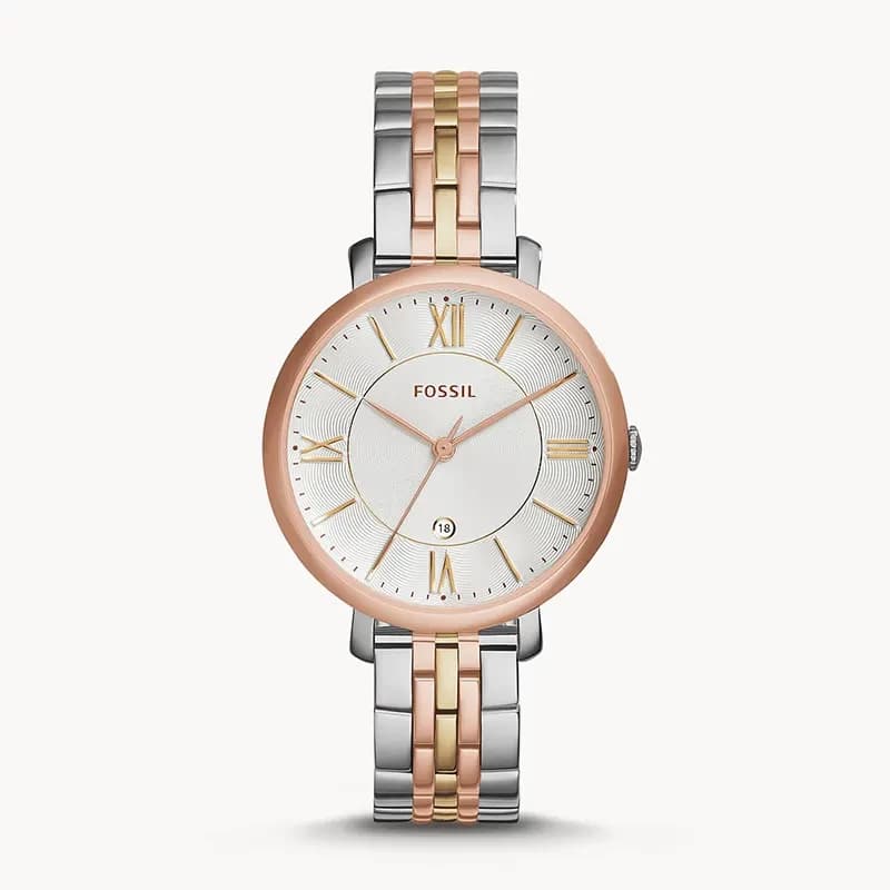 Fossil Jacqueline Silver Dial Tri-tone Ladies Watch | ES3844