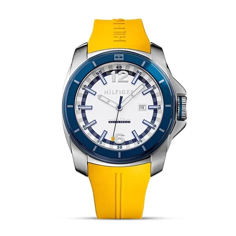Tommy Hilfiger Yellow Rubber Strap Men's Watch | 1791115